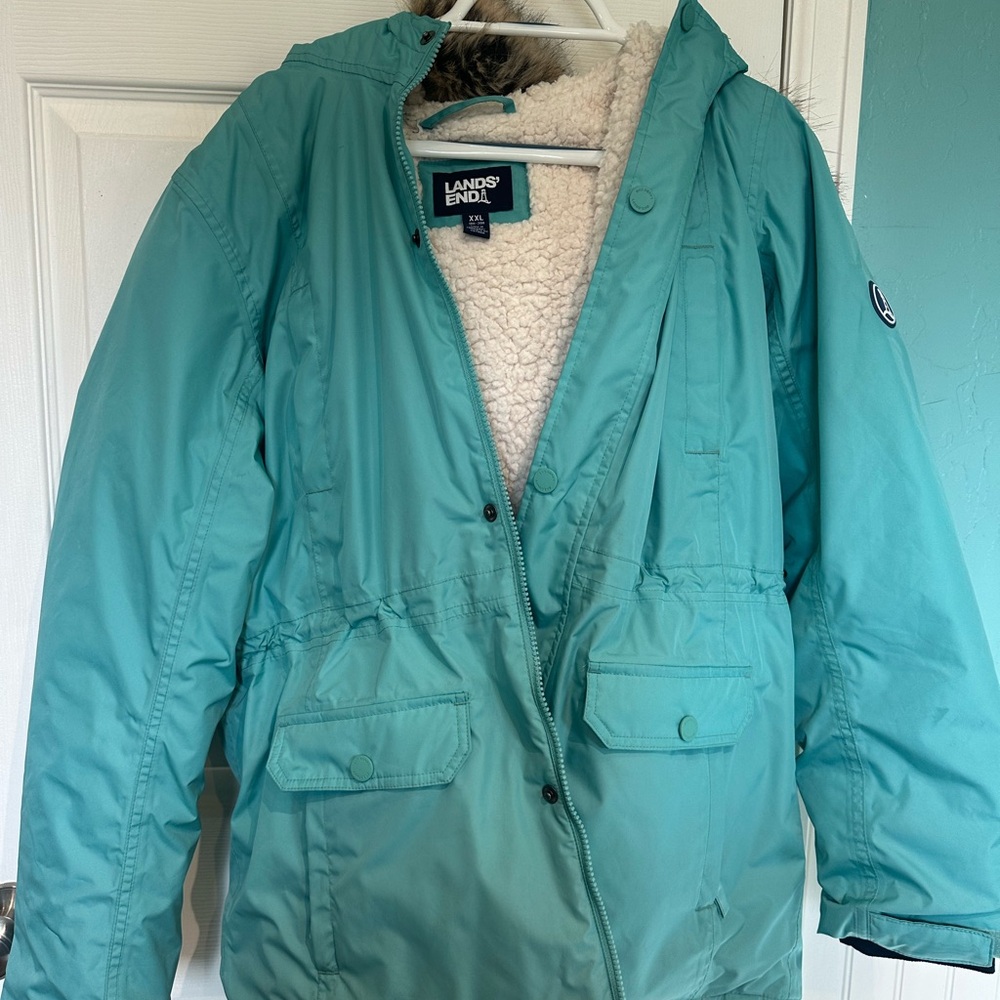 Lands' End Teal Winter Ski Jacket